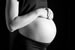 View of pregnant woman's abdomen