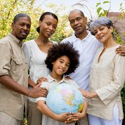 Group of African Americans with a globe