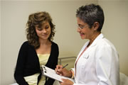 Young women meeting with a health care provider